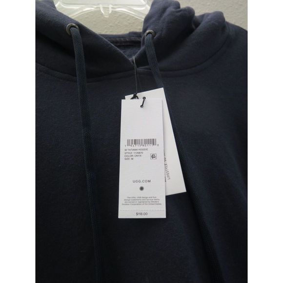 UGG 1125870 Women's Sz M Onyx Black Tatiana Logo Fleece Hoodie Sweatshirt $118 - Picture 4 of 8